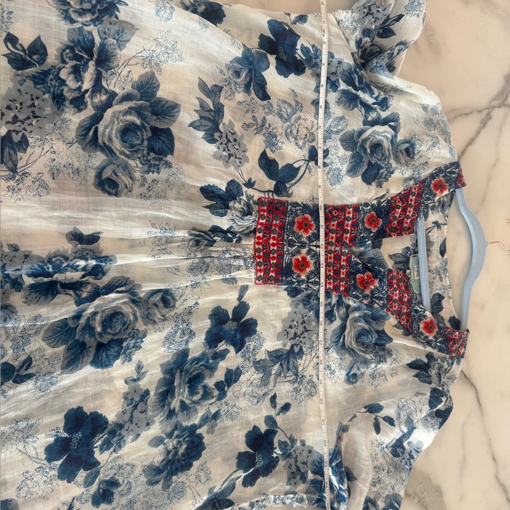 Johnny Was Blue and White Floral and Embroidery Dress - Picture 11 of 12